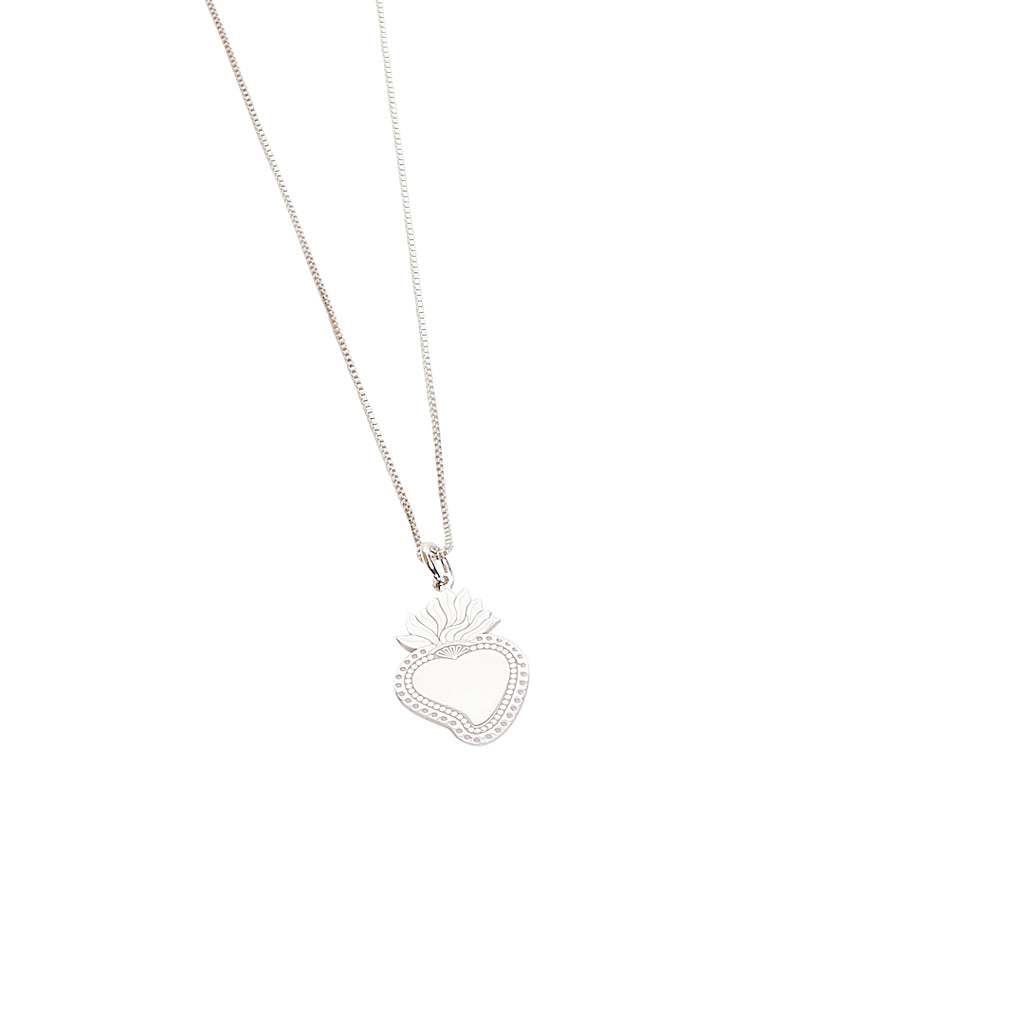 collana argento con ciondolo cuore sacro